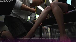 Секс в офисном автобусе с лизанием мокрой пизды в 3D игре порно