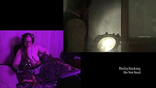 Meztelen BBW játszik az Evil Within 2-vel tetoválásokkal