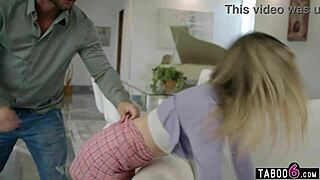 18 year old teen stepdaughter demi hawks faces strict stepdad over bullying behavior. her petite frame gets disciplined.