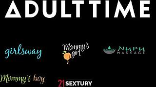 21 Sextury - slank jente Shona River får rumpa sin knullet av en enorm kuk. Hennes ville stønner fyller rommet.