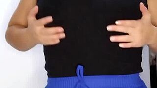 she shows off for the guys on webcam