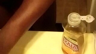 Washing dishes on rugs.