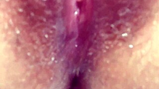 Masturbating Pussy with Hot Cum