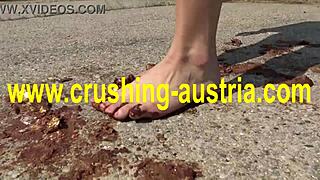 Blonde Amber Engages in Outdoor Foot Fetish Play Involving Food and POV