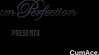 hot doll swallows cum load after intense blowbang session with sticky facials