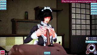 Anime maid turns into submissive fuck slut