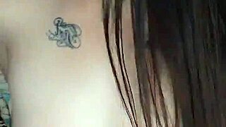 Brunette masturbates wet pussy on video call for friend