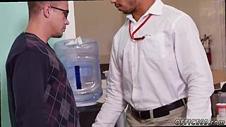 Hot men engaging in intense gay sex during class