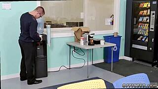 Hot men engaging in intense gay sex during class