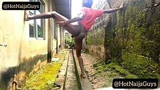 damn, watching this nigerian guy stroke outdoors is wild