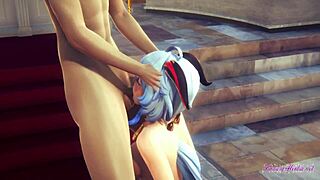 ganyu cosplay sucks and gets pounded in church anime