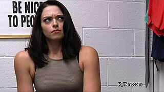 teen thief sucks fat dick at work