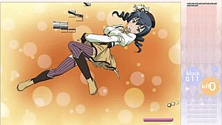 makishima saori does striptease during arkanoid gameplay in anime