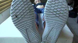 Kristy's Glamorous Close-Up Sneakers Fetish Session