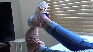 Kristy's Glamorous Close-Up Sneakers Fetish Session