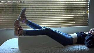 Kristy's Glamorous Close-Up Sneakers Fetish Session