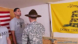 Marine guys engage in gay fucking under drill sergeant