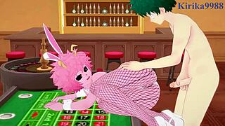 Mina Ashido, Momo Yaoyorozu, Izuku Midoriya in Bunny Girl Wild Sex Scene