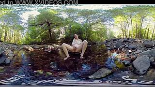 Redhead MILF Carmen December Masturbates to Orgasm Outdoors