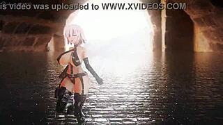 Mashu Kyreilight In MMD Lupin R18 Animation Featuring Big Tits