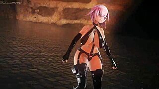 Mashu Kyreilight In MMD Lupin R18 Animation Featuring Big Tits