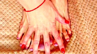 Дразня с краката и стъпалата си на секси милф