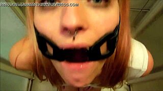 Pervypixie Gagged While Drinking Piss In Homemade BDSM Scene