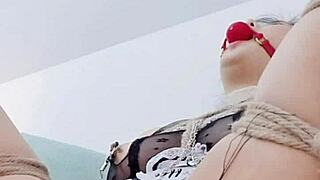 Enjoy painful pleasure punishment with rough hemp rope bondage and dildo deep throat