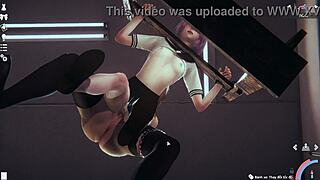 anime girl BENT OVER in DOGGYSTYLE, getting fucked hard in the game