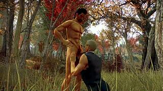 in the woods, stan and jonathan are blowing each other