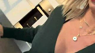 Blonde amateur gets anal fucked, cum on tits at home.