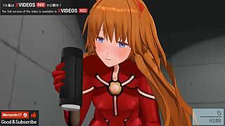 Uncensored hentai Asuka gives footjob with jerk off instructions