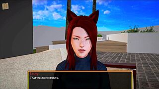 brunette and redhead with small tits in family scene