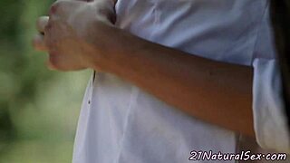 European Glamour Model Fingers Herself in Outdoor Solo Scene.