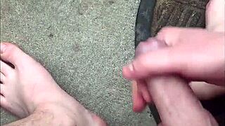 Shaved pussy squirting cum outdoors compilation