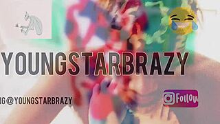 hot blonde pawg with blue eyes licks cum off her juicy butt