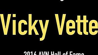 Blonde tanlined Vicky Vette gets her massive natural tits drenched in cum after wild pounding. Her big ass and pussy lips take a hard cock.