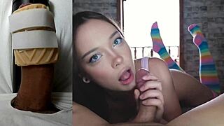 Sesi gooning terbuka dengan handy di bagian 1. Baju robek saat blowjob intens