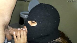 Ebony teen bandit sucks black amateur's monster cock deepthroat outdoor in captivity