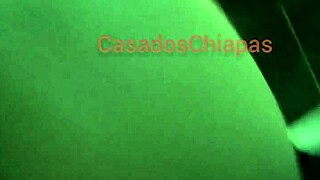 Chava amateur latina passionately fucks in front of the mirror wearing a black dress.