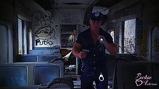 Muscular Cop Fucks Trans Schoolgirl On Train!