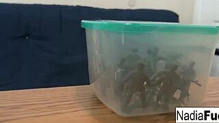 sexy nadia eats cereal with soldiers in her pussy