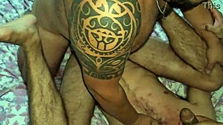 steamy encounter of two gay latinos with a worker they met at the fair