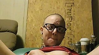 Playing with star dildo in thong, shaved pussy masturbation