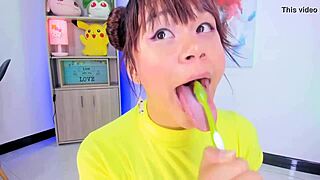 Lila jordan brushes her teeth with saliva and tongue