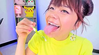 Lila jordan brushes her teeth with saliva and tongue