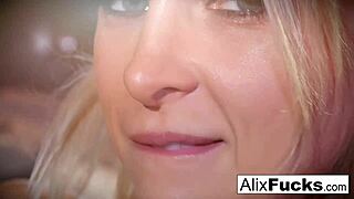 Sexy Blonde Alix Teases Her Tight Wet Pussy with Bold, Naughty Moves.