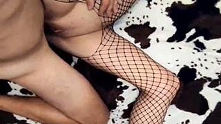 Sexwife rides her fans with intense anal passion in stockings and lingerie