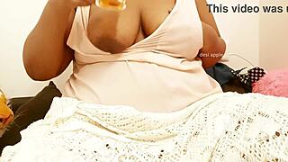 Desi indian maid serving with big boobs