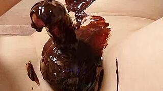 japanese gay amateurs cook chocolate banana with penis in the kitchen